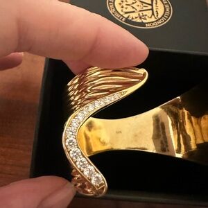 Gold Swirling Cuff with Lab Grown Diamonds